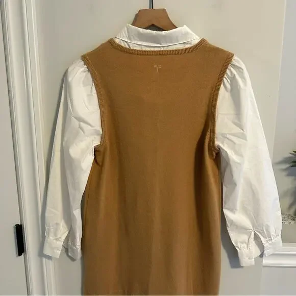 Tuckernuck Tyler Boe Tan Camel Cashmere White Long Sleeve Mini Dress XS - Picture 5 of 12
